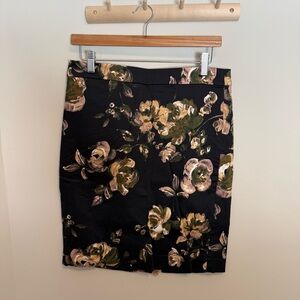 J. Crew Black Floral Pencil Skirt